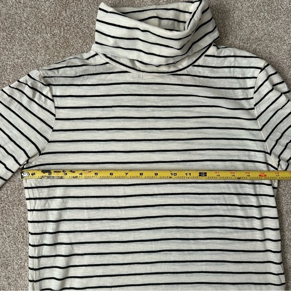 Madewell Striped Turtleneck Black Ivory 100% Cotton Size Small